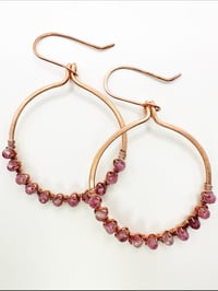 Image 1 of Pink Tourmaline (Copper) Hoop Earrings