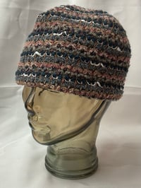 Image 4 of NAVY AND PEACH KNIT BEANIE