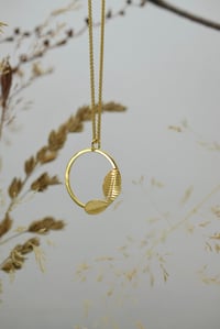 Image 1 of Double Leaf Gold Vermeil Necklace on 18 Inch Spiga Chain – Handmade Fold Collection