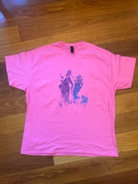 Image 2 of Pink T shirt with purple pussy print (2XL)