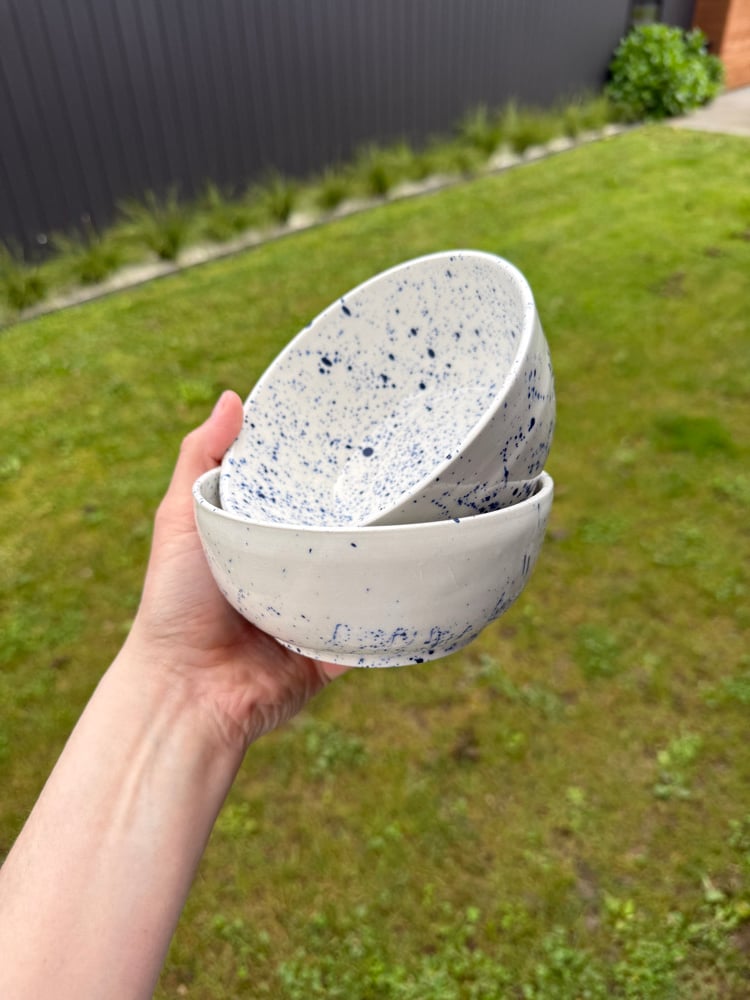 Image of Blue speckled bowl pair