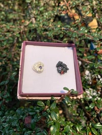 Image 1 of DELUXE Purple CZ Night & Light Dragon Stud Earrings