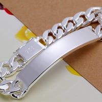 Image 2 of Charm 925 sterling silver design noble pretty 10MM Mens chain Jewelry fashion Geometric Bracelet fac