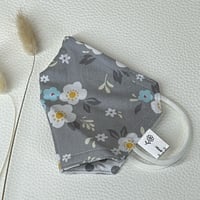 Image 1 of Floral and polkadot reversible 3 layer cotton fabric face mask