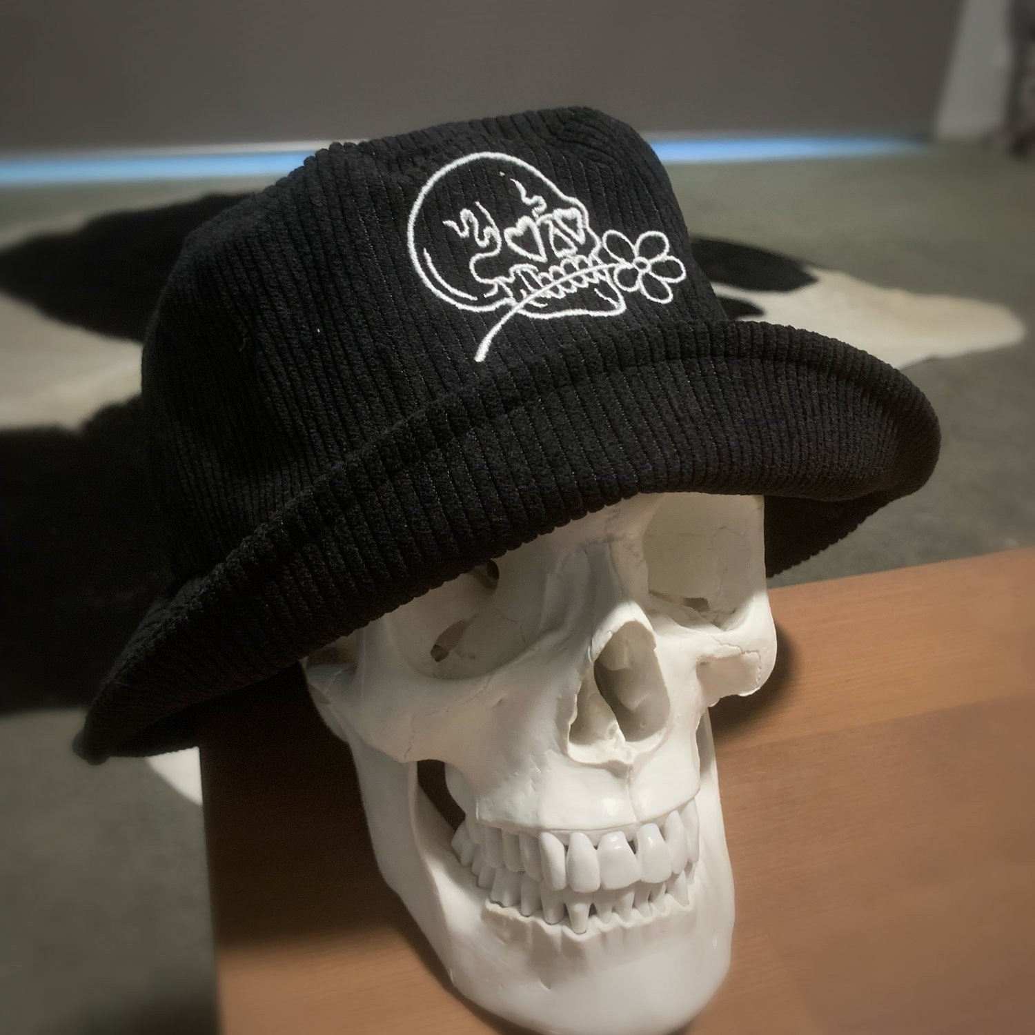 Image of EMBROIDED CORDUROY SKULLY BUCKET HAT