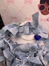 Image 2 of Denim Tassel Hoop   Earrings