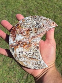 Image 4 of Mexican Lace Agate Crystal Moon Carving #2915