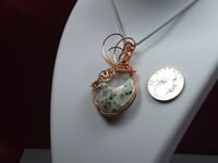 Image 3 of Kiwi Jasper moon wrapped in copper wire