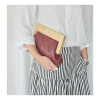 Image 2 of Burgundy Leather & Timber Clutch