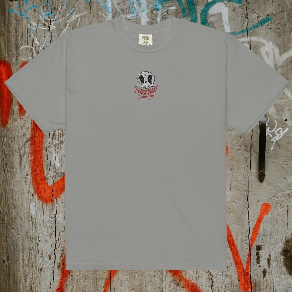 Skully Embroidered Tee centered (comfort colors heavy duty blank)