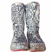 Image 4 of 1 of 1 9w/7m hand drawn Crocs fleece lined rainboots