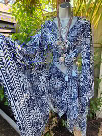 Image 1 of Pefkos co ord sarong set Navy with glitter sparkle