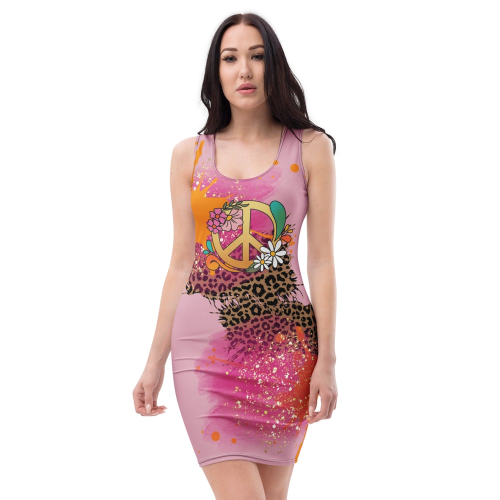 Image of Hippie Abstract Leopard Fitted Dress