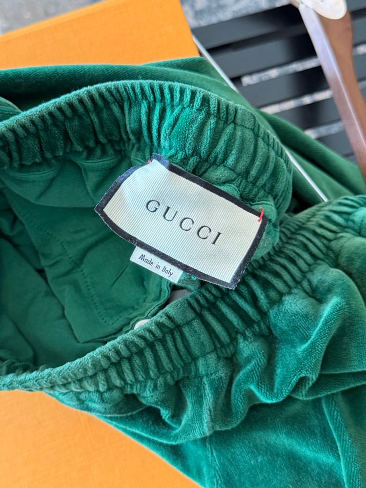 Image of Gucci Green Velour Lounge Pants