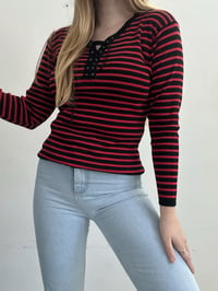 Image 4 of 00s Red striped shirt // L