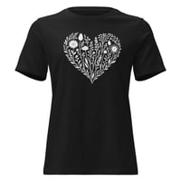 Image 3 of Women's Relaxed T-Shirt, Wildflower Heart T-Shirt | Minimal Floral Heart Graphic Tee