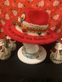 Image 1 of "Glory to God In The Highest" Hand-Burned Narrow Brim Christmas Hat