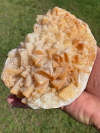 Image 1 of Orange Pyramid Calcite With Druzy Calcite Dusting UV Specimen #1073