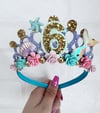 Mermaid birthday tiara crown in lilac & gold 