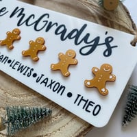 Image 4 of Personalised Family Gingerbread Christmas Plaque – White Sign with Hand Lettering