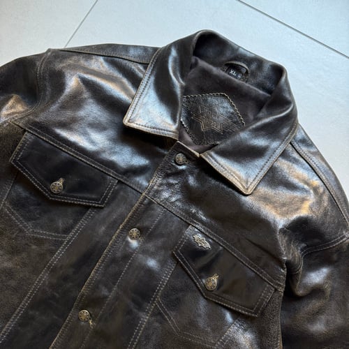 Image of 1990s Heavyweight Leather Trucker Jacket, Size XL