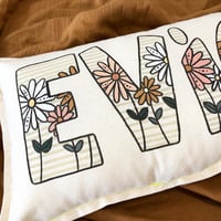 Image 3 of Vintage daisy personalised cushion 