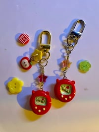 Image 4 of Caterpillar Tamagotchi - Handmade Polymer Clay Charm- Beaded Keychain or Phone Charm
