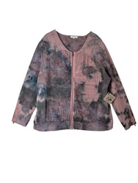 Image 2 of ♻️ UPCYCLED XL Orvis 100% Cotton Knit Jacket in Muted Overdyed Ice Dye