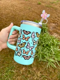 Image 2 of 20oz stainless steel butterfly mug