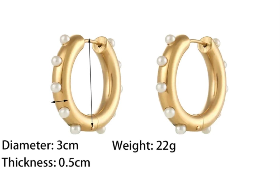 Image of Pearl Studded Hoops 