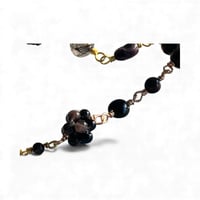 Image 3 of Natural Obsidian Flower Healing Crystal Charm Necklace & Purse Strap | Copper Wire Rosary wrap