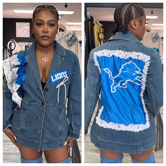 Image of CUSTOM Detroit Lions Denim Jacket 