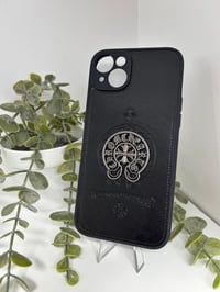 Image 2 of Black leather hearts iPhone case 