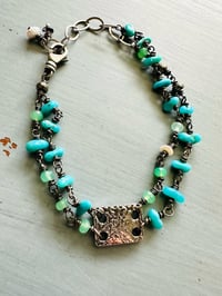 Image 9 of double strand Campitos turquoise and chalcedony charm bracelet