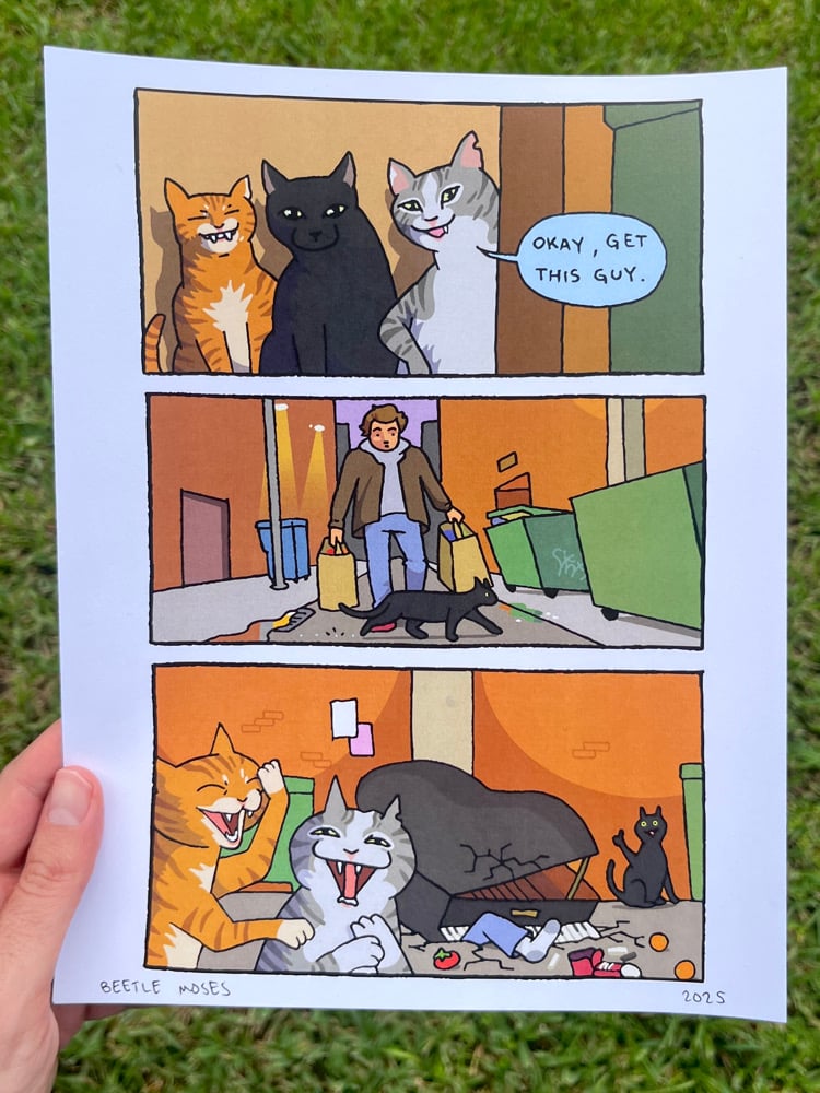 Black Cat Signed Print | Beetle Moses