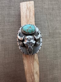 Image 4 of Natural Royston Bison Skull Ring 