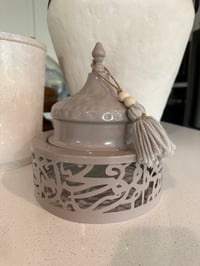 Image 1 of Taupe calligraphy date plate