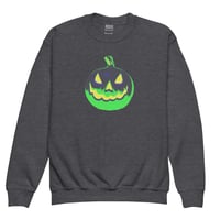 Image 12 of Youth Crewneck Sweatshirt - Jack O Lantern Vintage Green-Black