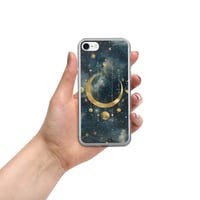 Image 7 of Blue and Gold Celestial Moons Design Clear Case for iPhone®