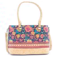 Image 2 of LINA CORK EVERYDAY LASER CUT HANDBAG with STRAPS PLUMERIA 