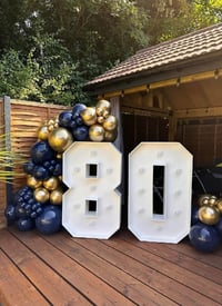 White marquee numbers make of wood with light bulbs. $60 for each number 