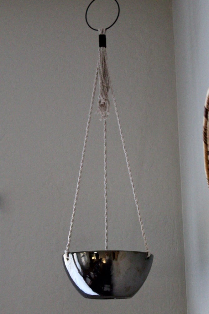 Image of Metallic Ceramic Hanging Planter - Medium