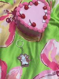 Image 2 of kawaii cow keychain 