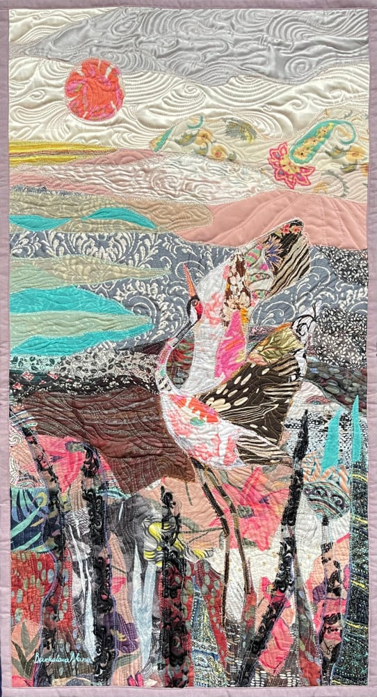 'Awakening' - art quilt painting, 84x46cm Image 4