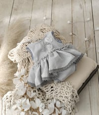 Image 1 of Photo prop | Newborn dress for photo shoots | body-dress | Emma | silver | dotted 