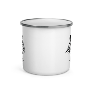 Image of White Enamel Coffee Mug (black logo)