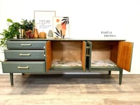 Image 5 of Mid Century Modern Vintage Beithcraft Sideboard / Drinks Cabinet / TV Cabinet painted in green