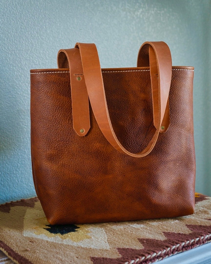 Image of Leather Tote - Distressed Sunset Rage