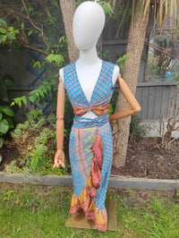 Image 1 of Pasha Co ord set top and frill wrap skirt - turquoise orange