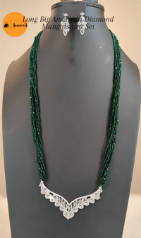 Image 6 of Long and Big Head American Diamond Hydrocrystal Mangalsutra Set